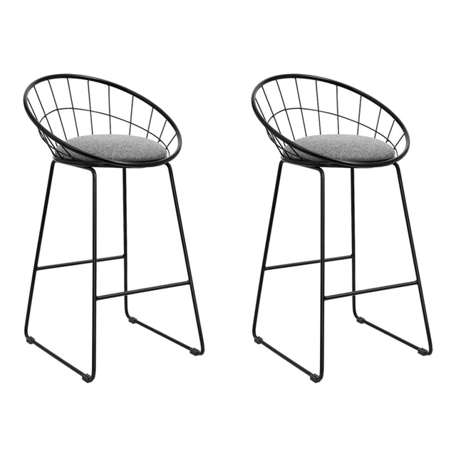 2x Bar Stools Padded Seat Metal