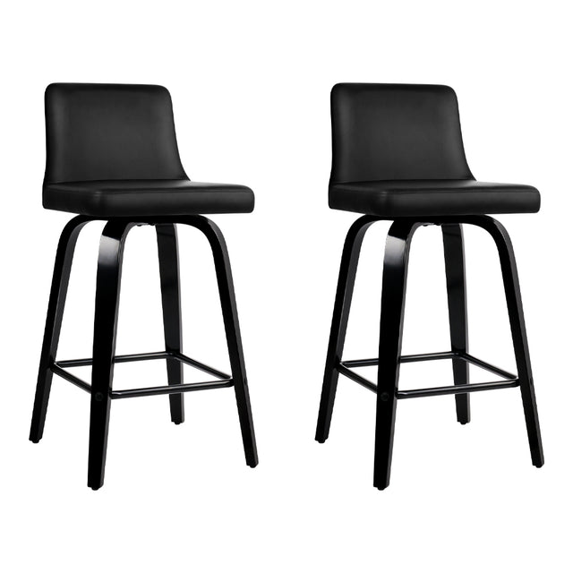 Artiss Bar Stools Kitchen Leather Barstools Swivel Wooden Chairs X2