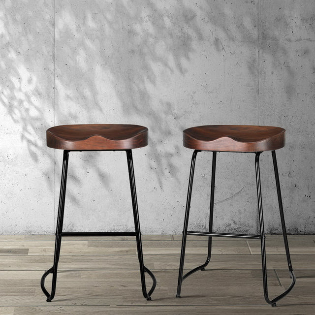 2x Bar Stools Tractor Seat 65cm Black