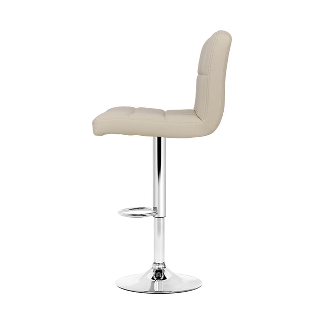 2x Bar Stools Leather Gas Lift Beige