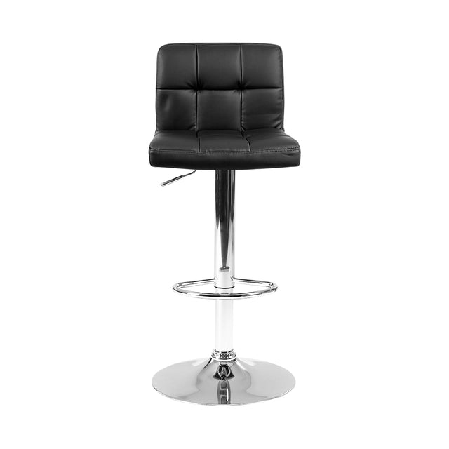 2x Bar Stools Leather Gas Lift Black