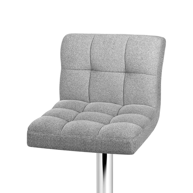 2x Bar Stools Leather Gas Lift Grey