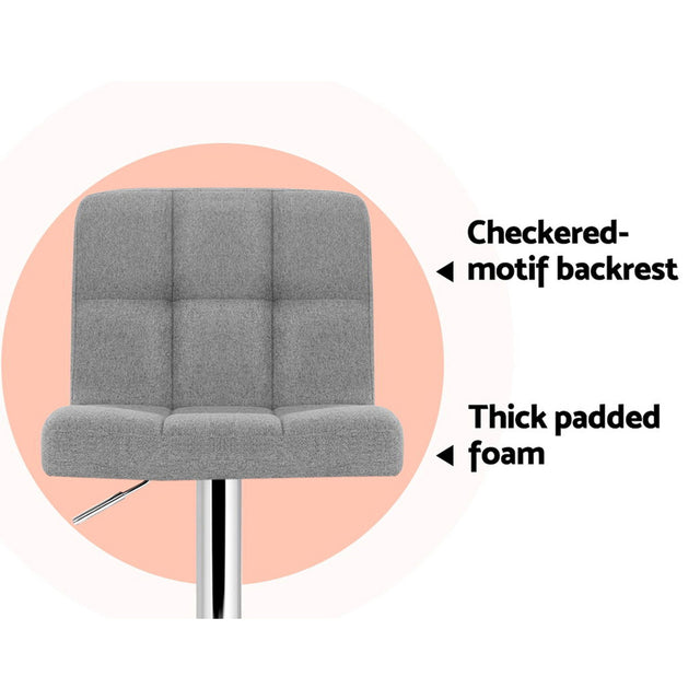 4x Bar Stools Leather Gas Lift Grey