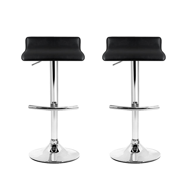 2x Bar Stools Adjustable Gas Lift Chairs Black