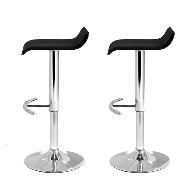 2x Bar Stools Adjustable Gas Lift Chairs Black