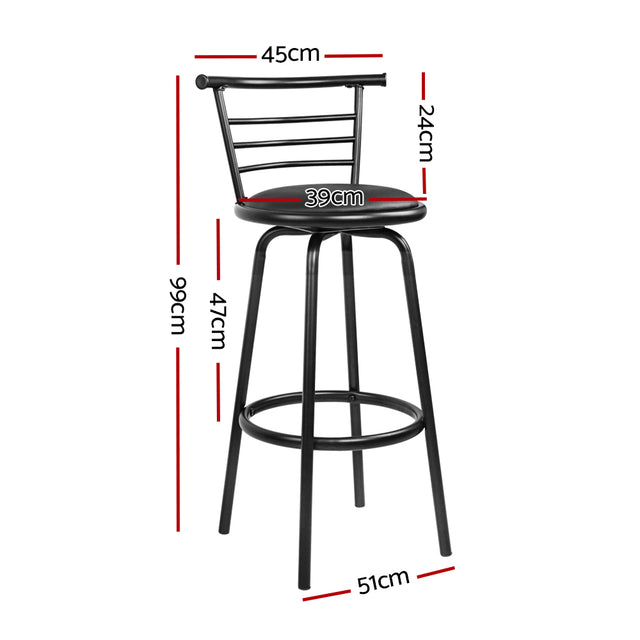 2x Bar Stools Swivel Leather Padded Metal