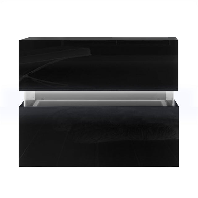 Artiss Bedside Table LED 2 Drawers - LUMI Black