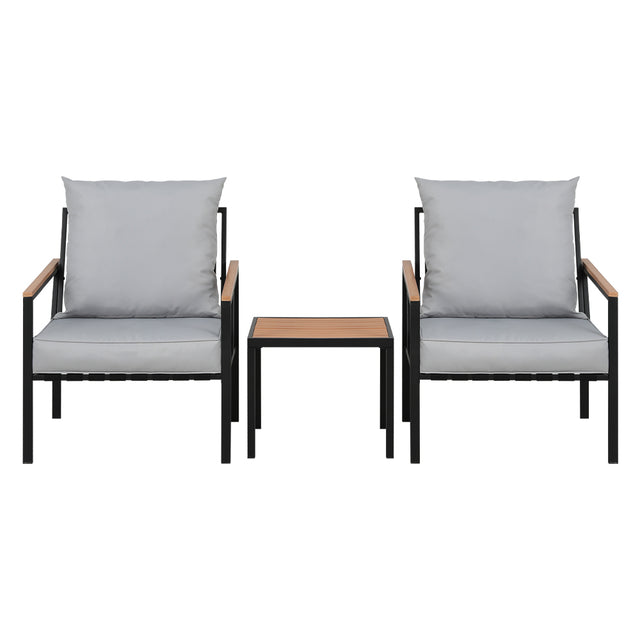 Gardeon 3PC Outdoor Furniture Bistro Set Lounge Setting Chairs Table Patio Black